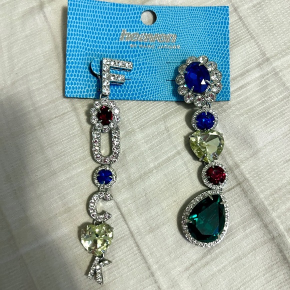 Marc Jacobs Heaven Silver Mismatched 'f*ck' Earrings NWT - Picture 3 of 4